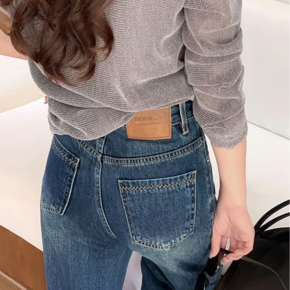 【现货+运费险】2025秋新款水洗软牛仔裤女窄版阔腿裤宽松显腿长