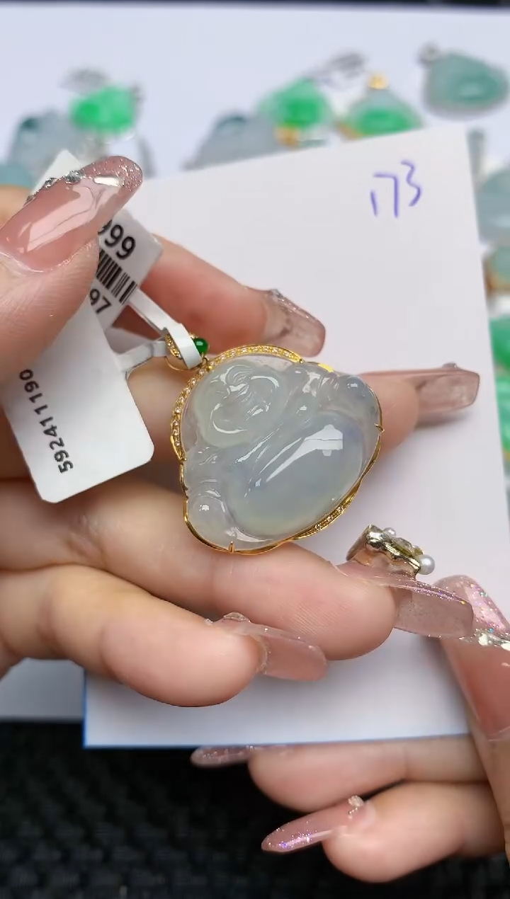 【闪购商品】翡翠颈饰18K金镶嵌天然A货翡翠 173