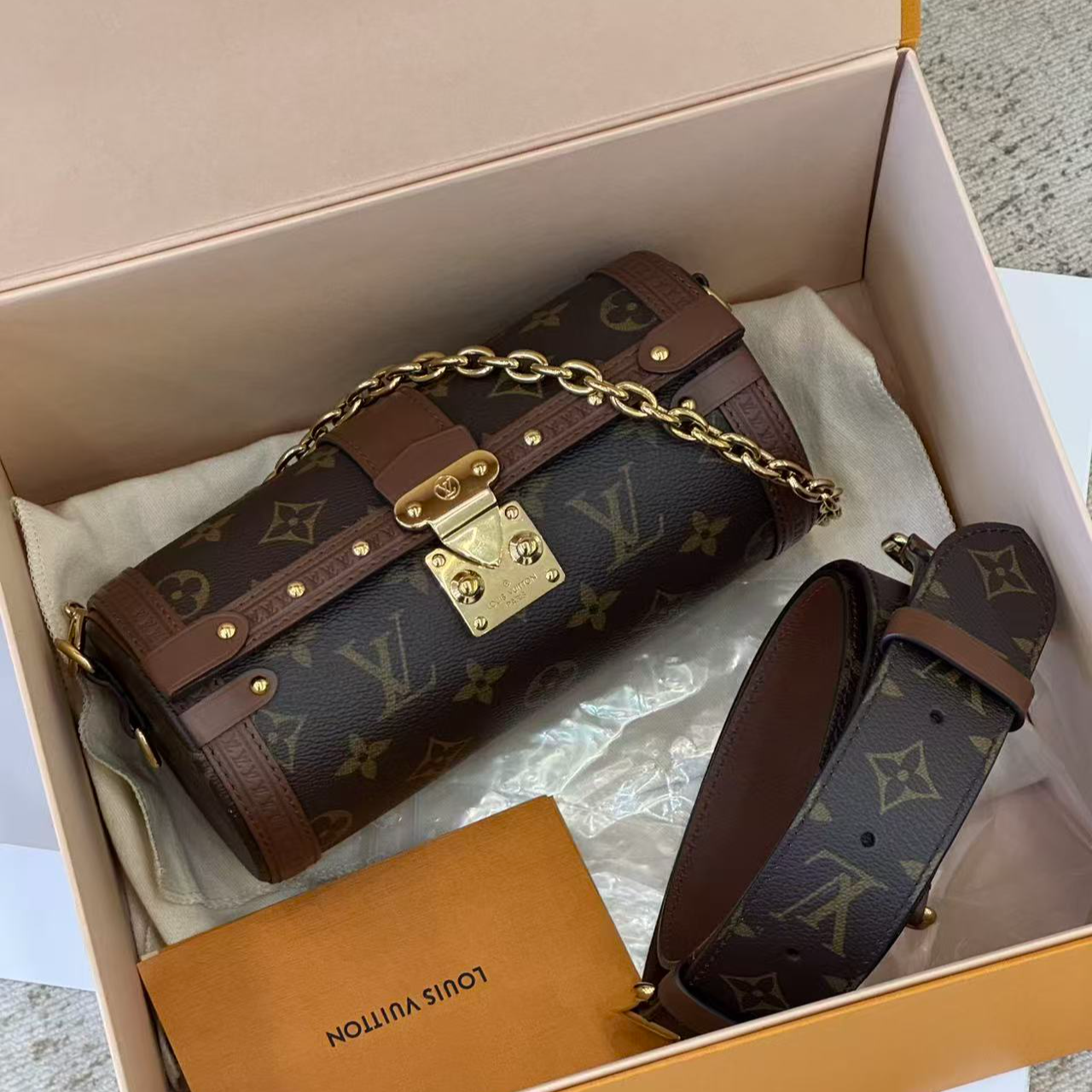 95新 LouisVuitton/路易威登 巴比龙 老花链条单肩包6035