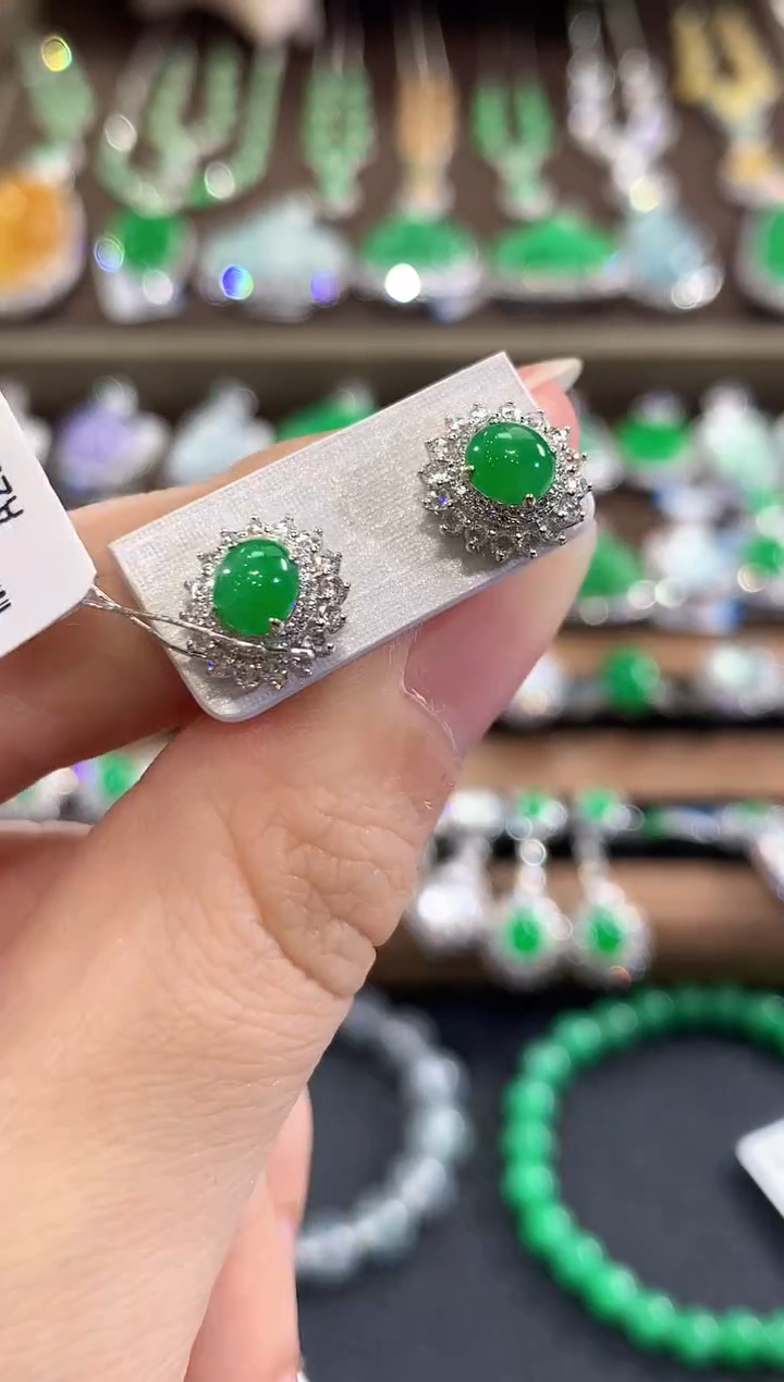 18K金镶嵌翡翠耳饰b170多样性一件发货