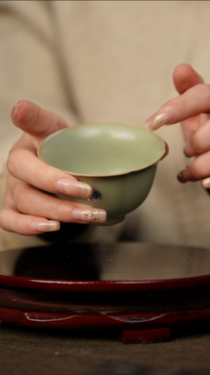 全品 粉青 花朵杯 