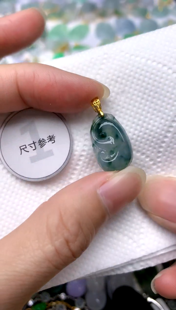 颈饰银S925镶嵌翡翠天然A货翡翠