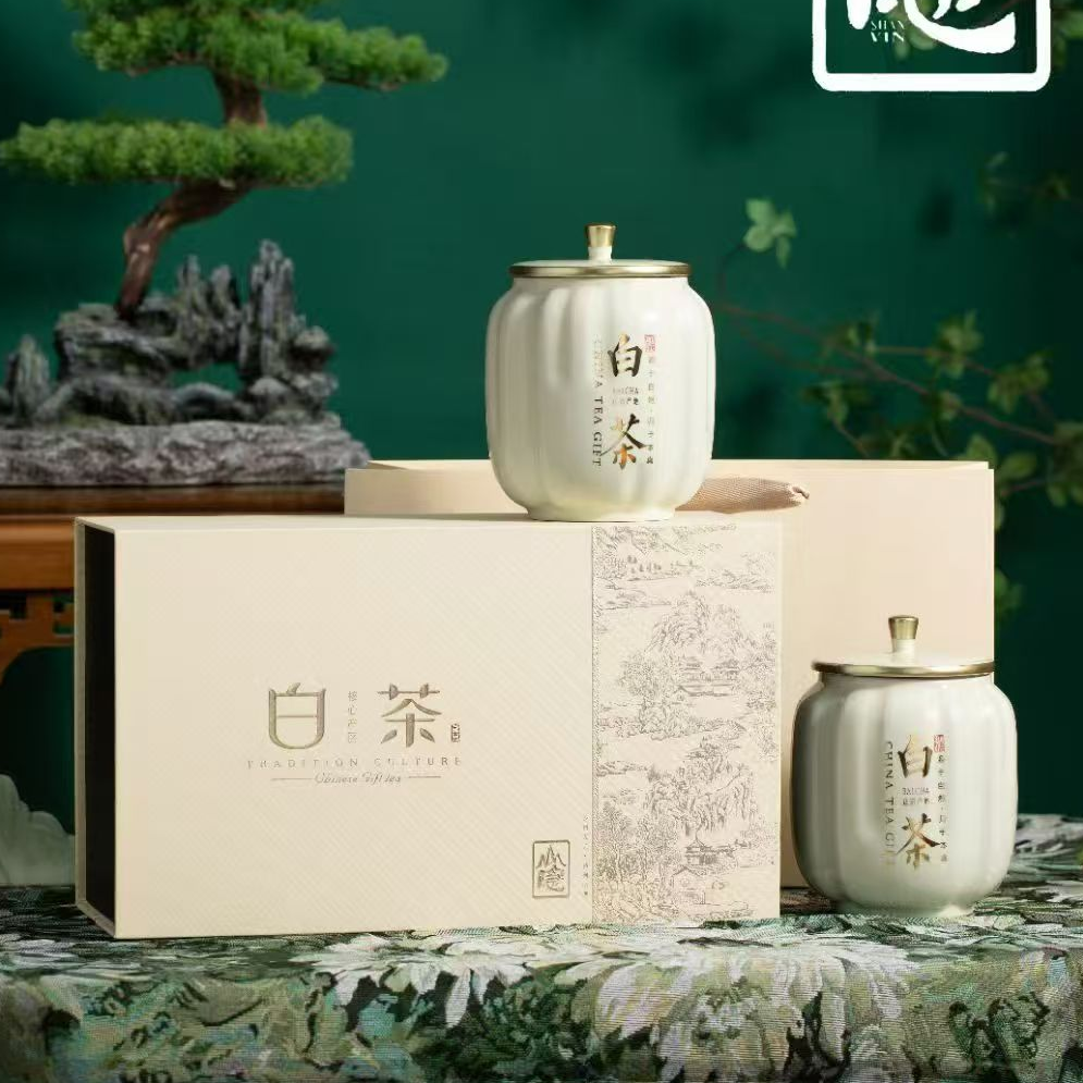 山影 双陶瓷礼盒 寿眉老白茶叶礼盒装  高山老寿眉 春节送礼长辈