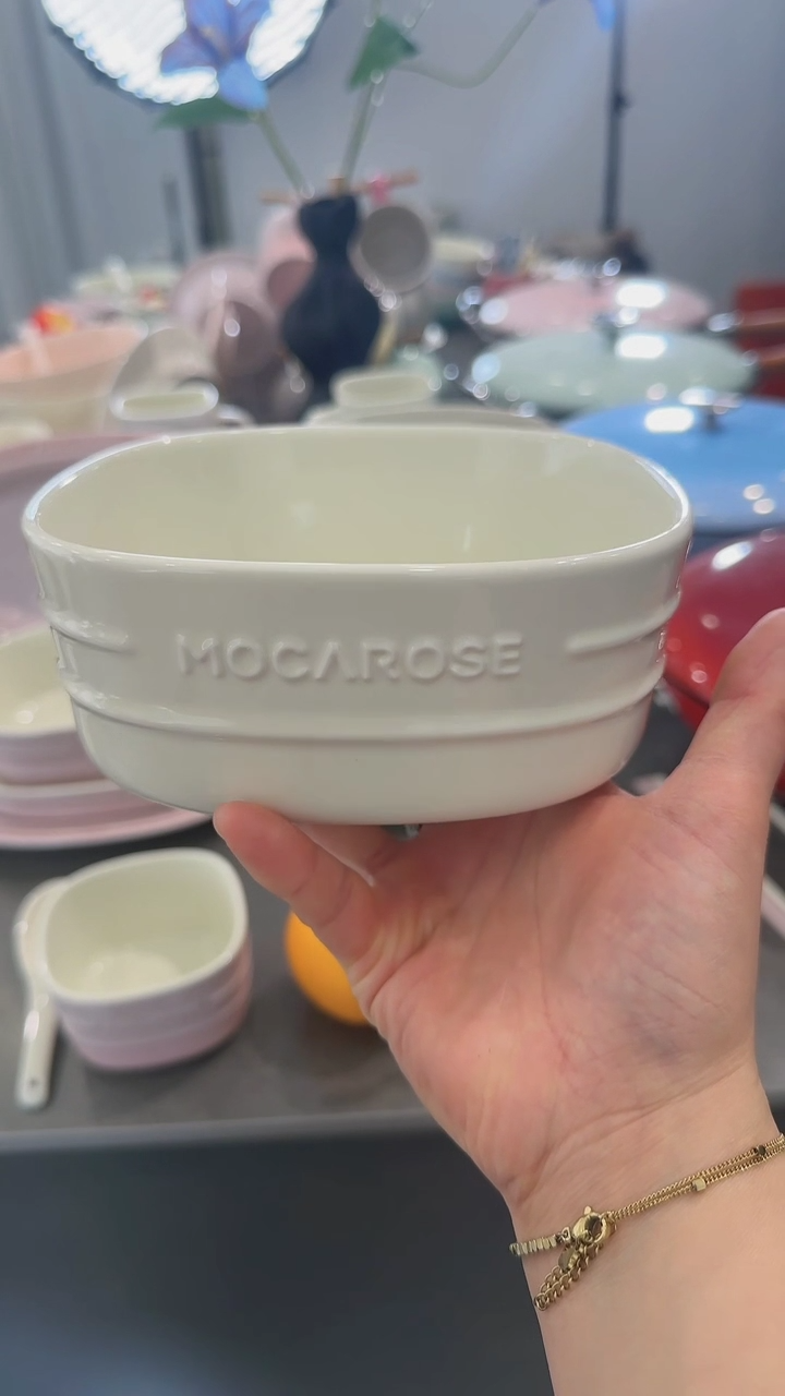 【闪购商品】瓷6英寸方形大碗-奶油白