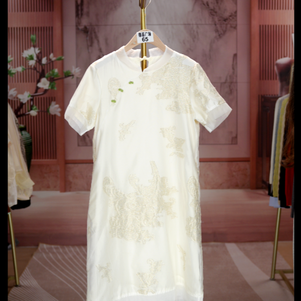 65【连衣裙】日常连衣裙斜襟双层白色气质