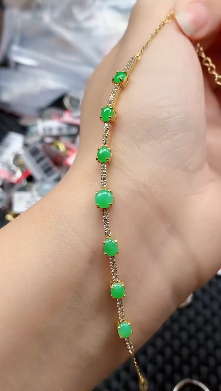 银S925镶嵌戒指翡翠天然A货缅甸翡翠