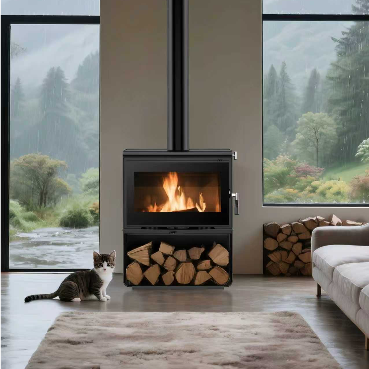 法莱蒙壁炉RJ-X5 新时代欧式风格真火壁炉 安全实用 温暖整个冬天