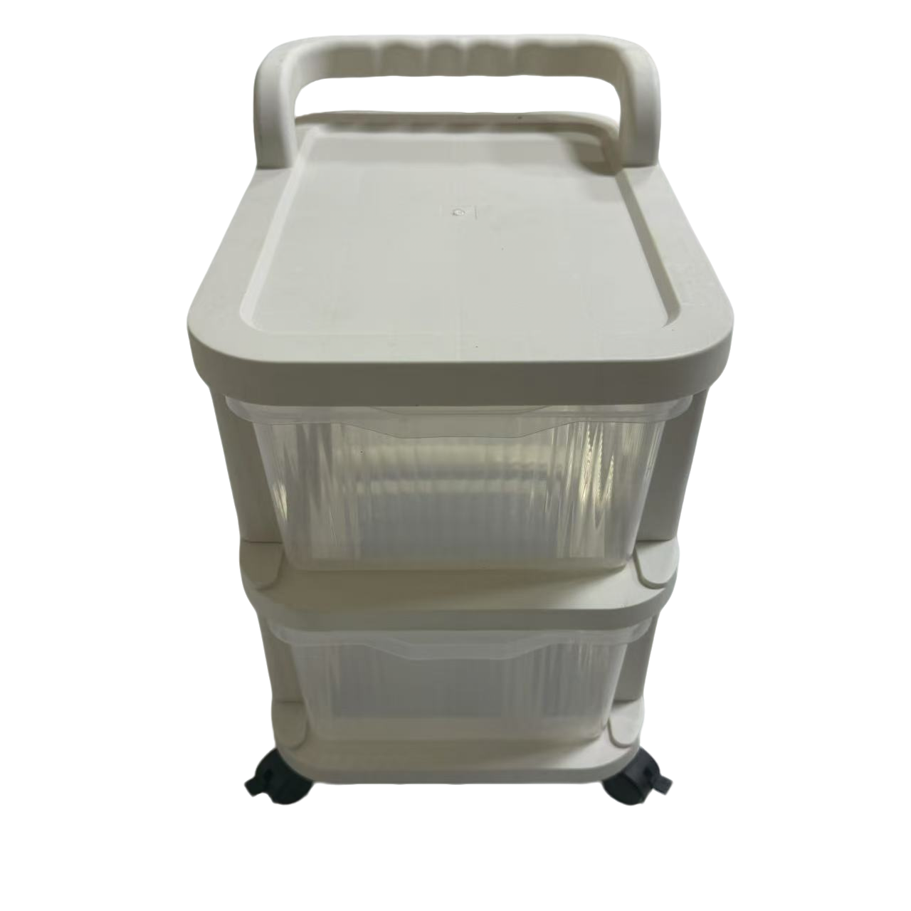 【新疆包邮】小推车置物架抽屉式二层储物架透明白色家用