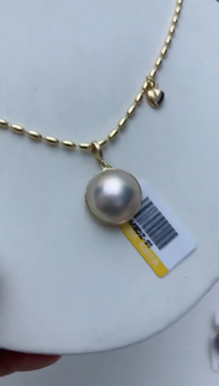 【闪购商品】拼合珍珠（马贝珠）吊坠(不含链)18K金镶嵌q46 