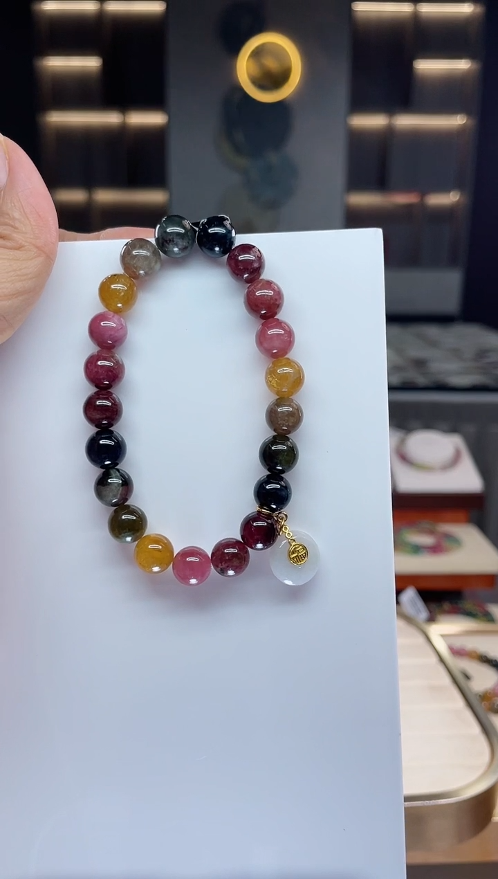 未镶嵌单圈手串碧玺（多样性发一条）Q