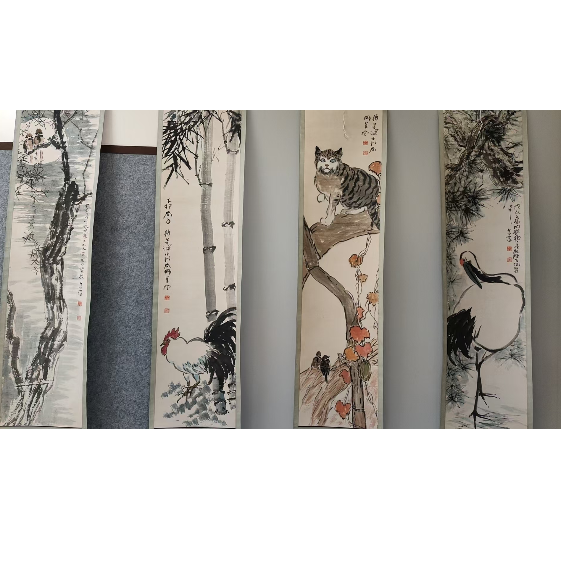 杨善深款花鸟四条屏140/33/4