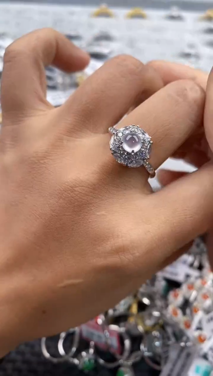 银S925镶嵌戒指翡翠555      10