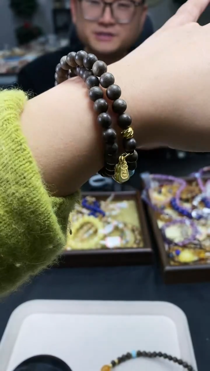 手串蜜蜡未镶嵌【沉香双圈手串】