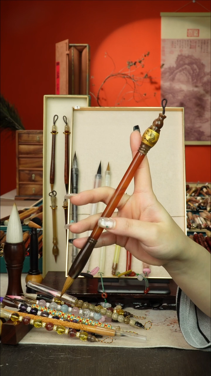 117号闪孤品高货毛笔链接 清水试笔 蘸墨不退