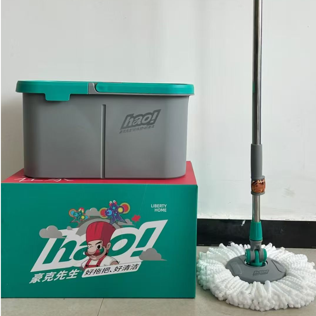 手动免手洗旋转拖把加厚拖布拖把杆平板