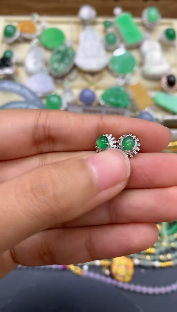 【闪购商品】翡翠耳饰18K金镶嵌330-中国好珍宝