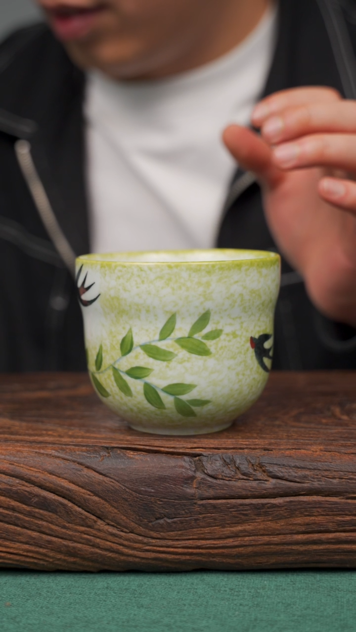 【闪购商品】瓷片92寻一缕瓷香杯釉下手工手绘瓷器