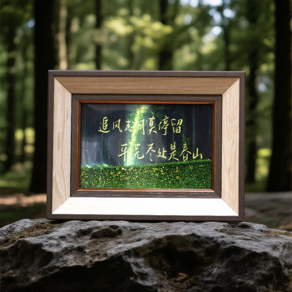 追风赶月莫停留】流沙摆台  相框摆件书法摆台6寸相框国潮文创礼品