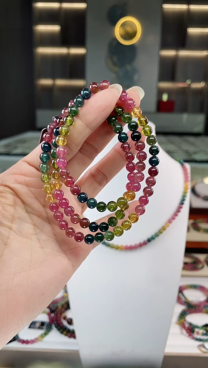 未镶嵌老矿碧玺三圈手串5mm+碧玺（多样性发一条）Q