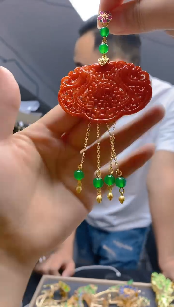 【闪购商品】翡翠耳饰合金0260翡翠压襟