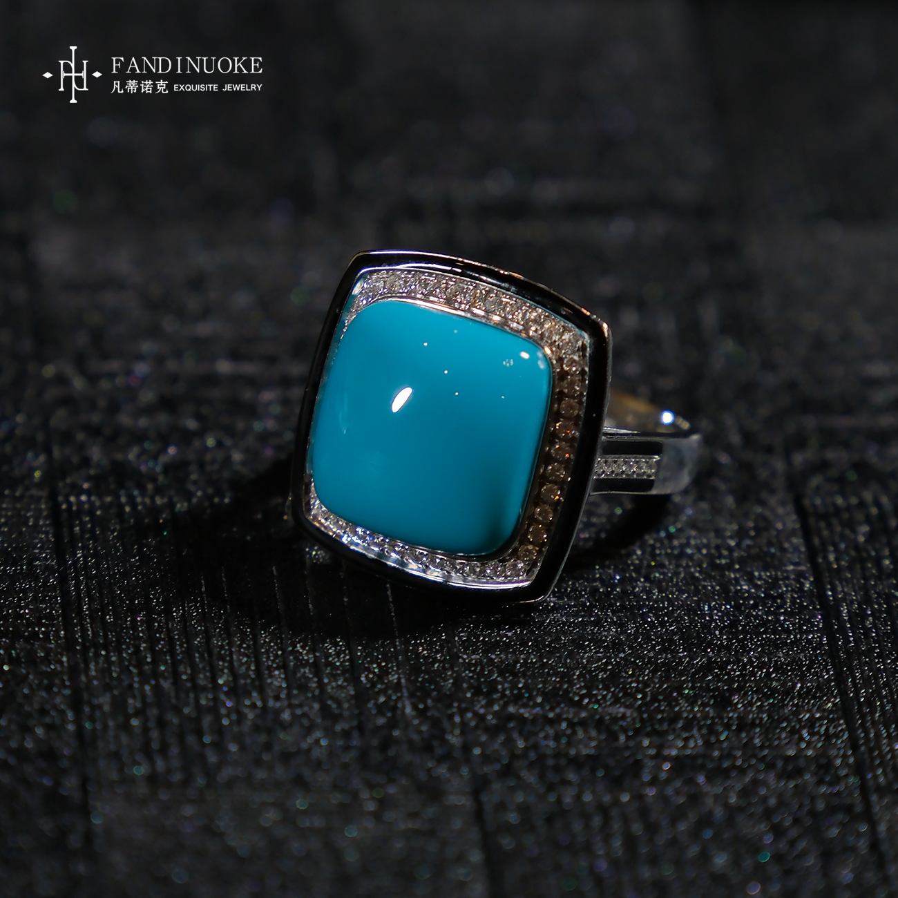 【加加专属】7 MJ93372-18k金绿松石轻奢定制戒指-15号，12*12*3mm