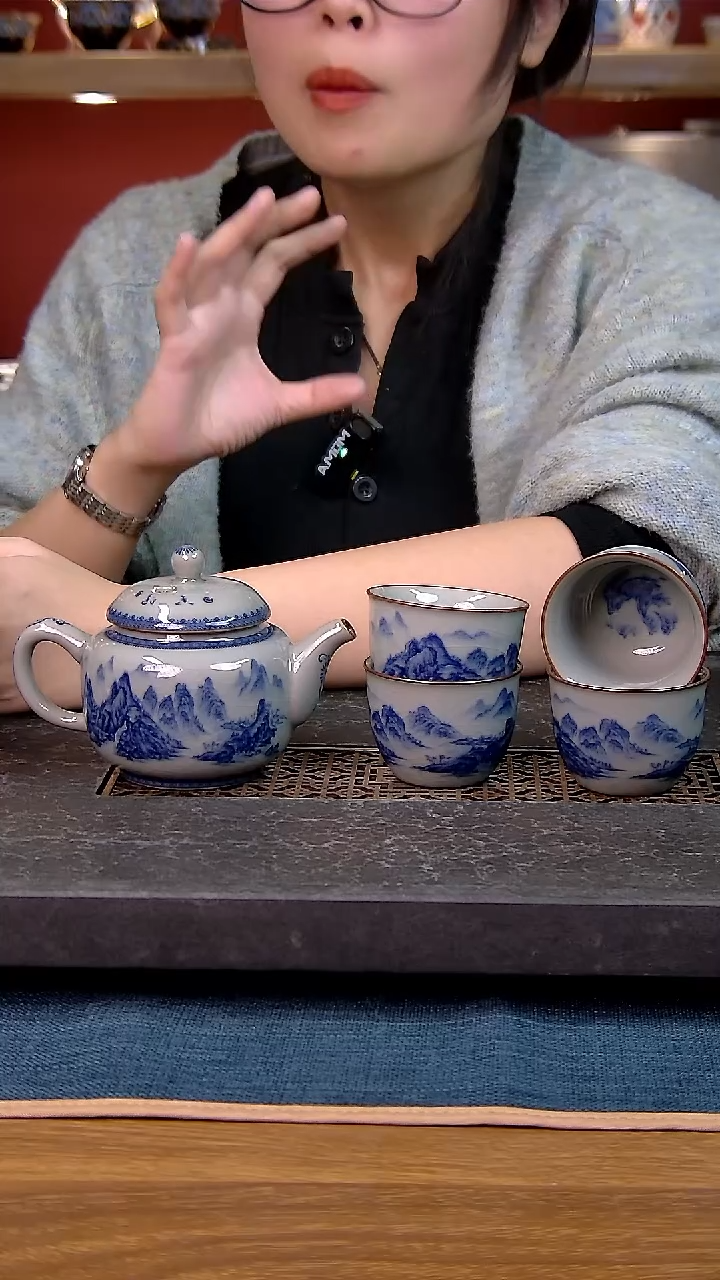 简装家用款5件套 老陶泥开片纹陶瓷茶具