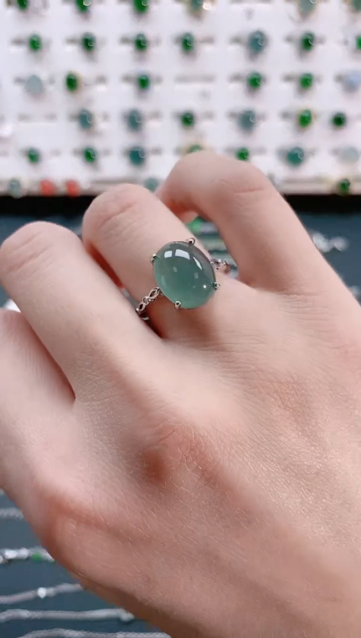 【闪购商品】翡翠戒指银S925镶嵌天然翡翠