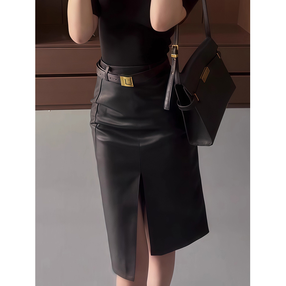 气质辣妹高腰开叉性感包臀裙女秋季新款时尚修身显瘦百搭中长裙