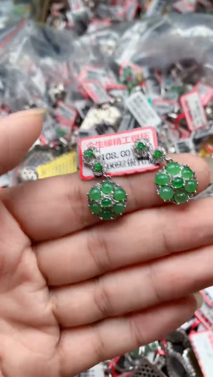 银S925镶嵌戒指翡翠天然A货缅甸翡翠