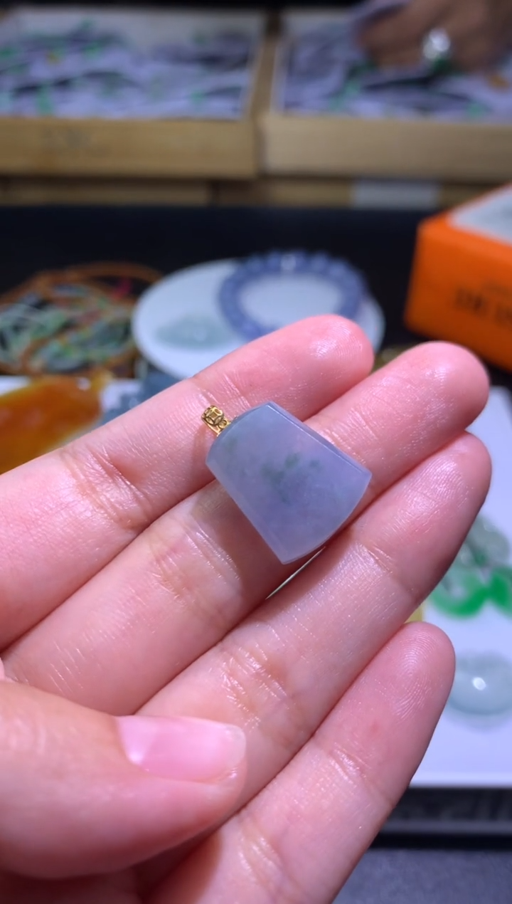 翡翠18K金镶嵌吊坠(不含链)净货