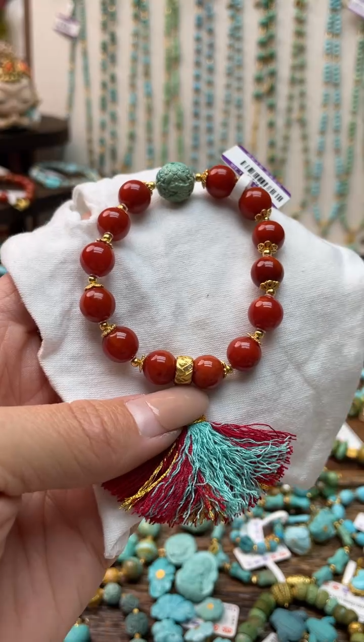 【闪购商品】南红玛瑙手链银S925镶嵌编号55