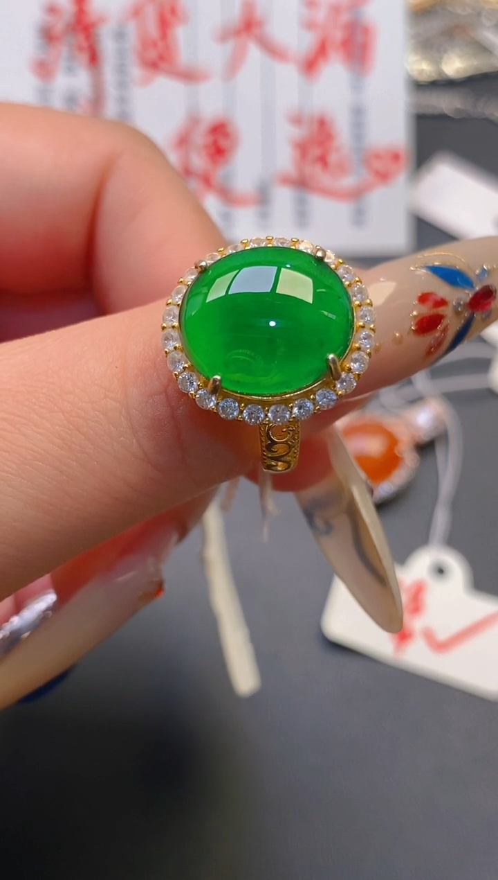 【闪购商品】翡翠耳饰银S925镶嵌天然A货翡翠1