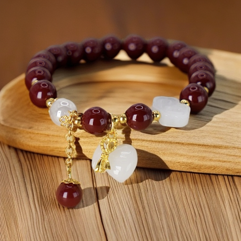 含辰砂工艺品含辰砂工艺品朱砂如意福袋流苏手链 SL080