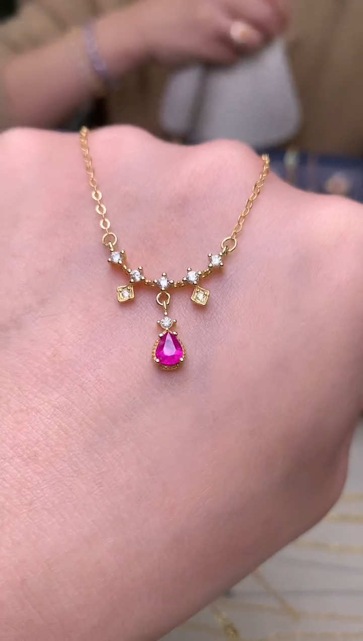 银S925镶嵌戒指红宝石项链