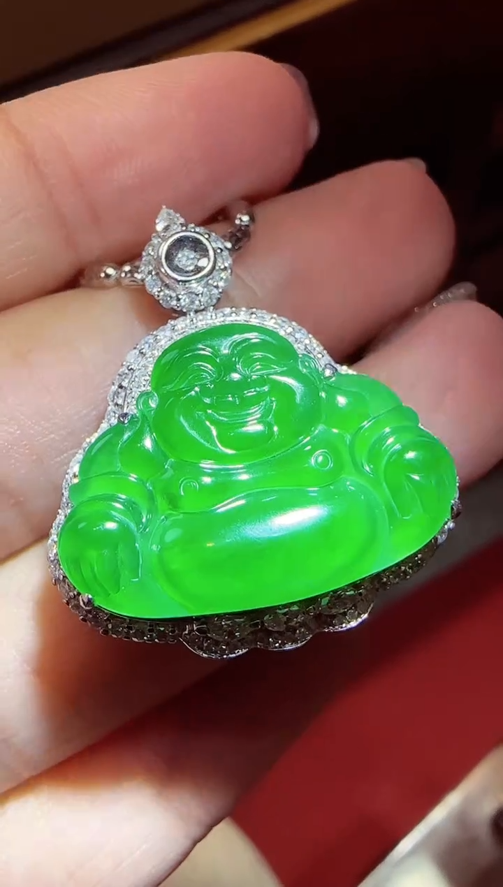 【闪购商品】翡翠吊坠(不含链)18K金镶嵌佛公