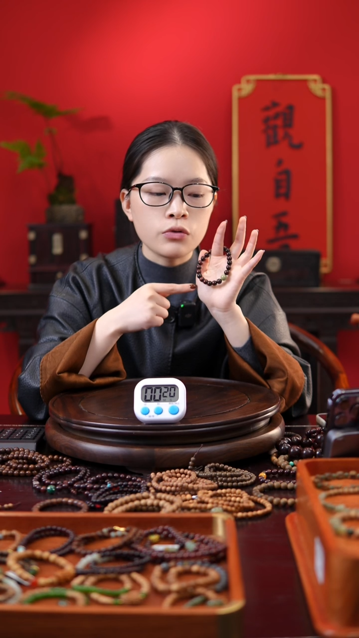 菩提手串/手链血檀绿珠单圈