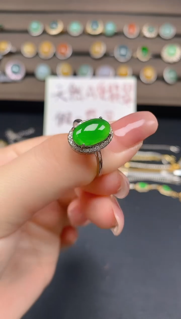 翡翠戒指银S925镶嵌33