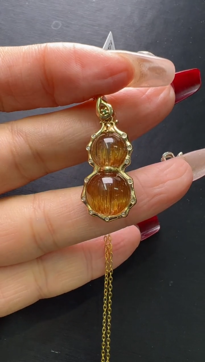 【闪购商品】水晶吊坠18K金镶嵌18k铜发晶葫芦吊坠 JP37750