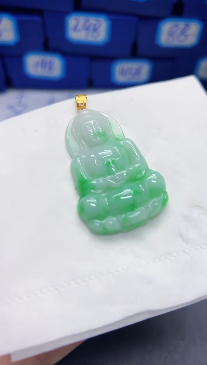 【闪购商品】翡翠颈饰18K金镶嵌Y缅料A货/支持复检/一件