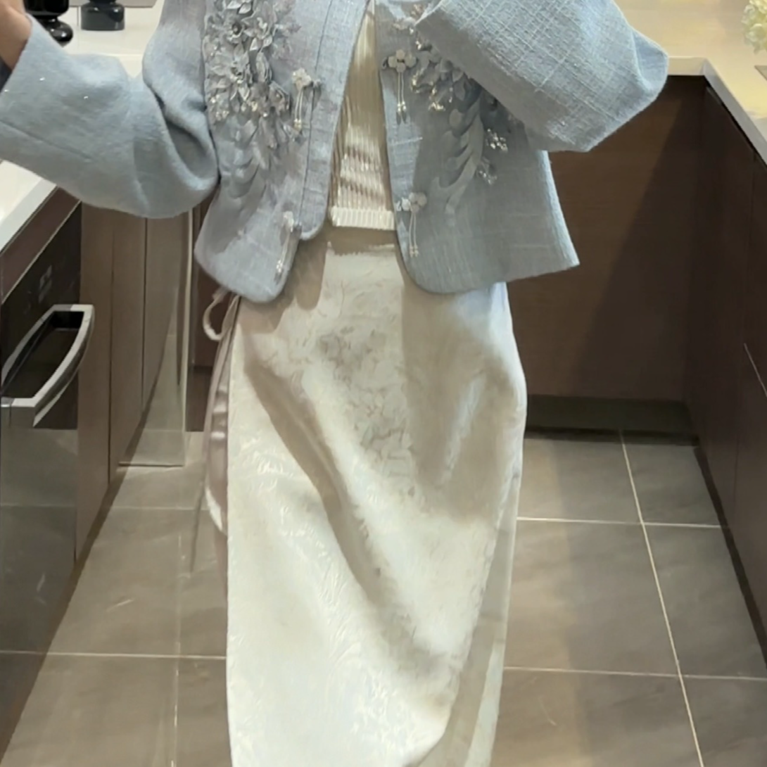 【周粥】【梦华录裙子】中式气质刺绣外套优雅裙子C4TZ0477A