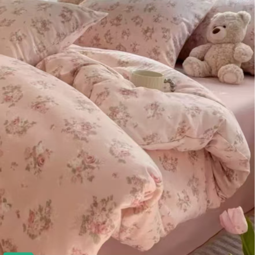 四件套【春和豆纱】有氧提花双层邹邹纱柔软透气母婴级
