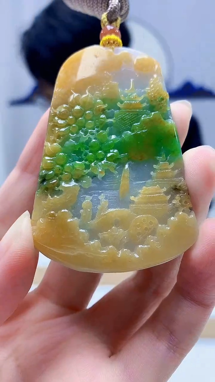 未镶嵌定制翡翠5159zm-毛货挂件山水64