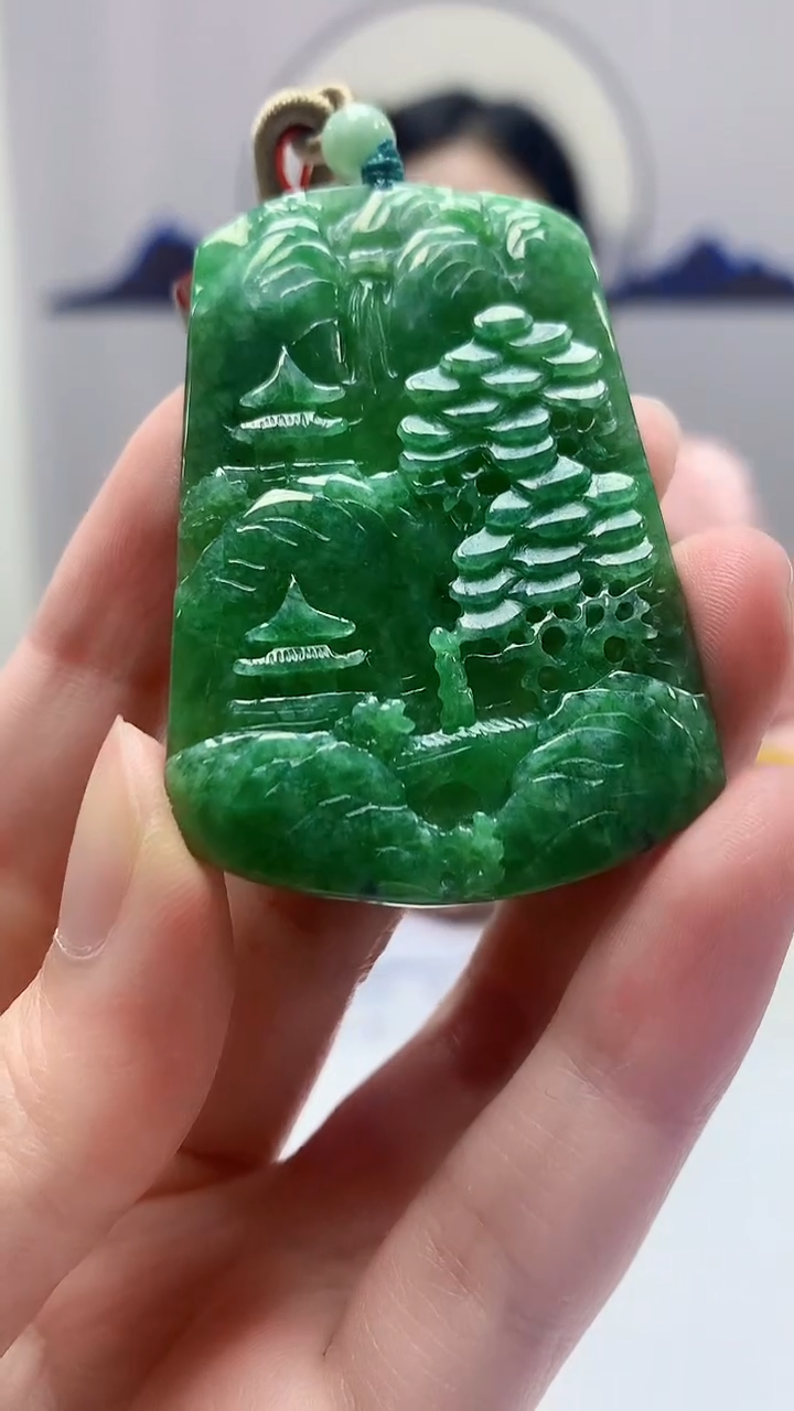 【闪购商品】定制翡翠未镶嵌4852zm-毛货挂件山水16