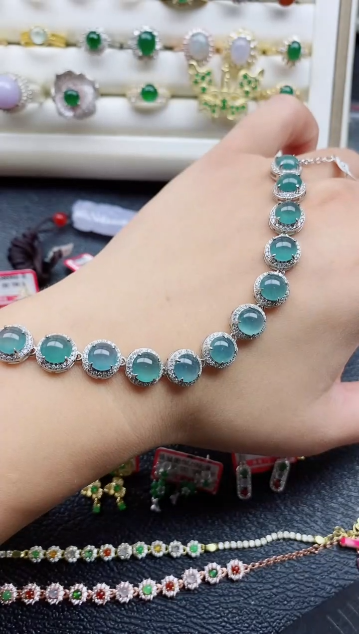 银S925镶嵌戒指翡翠1