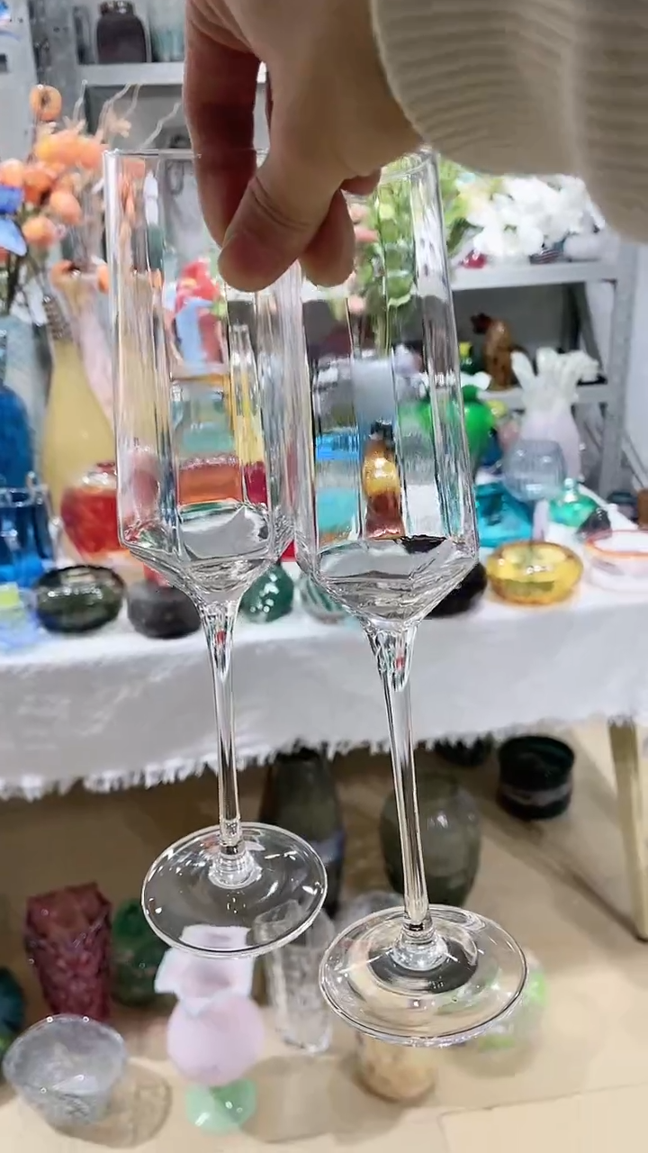 【闪购商品】水晶玻璃2只宽楞香槟杯