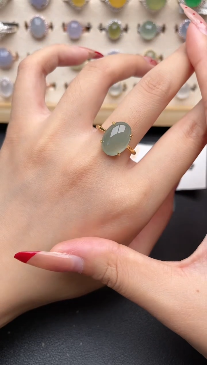 【闪购商品】翡翠戒指银S925镶嵌去一物一证一礼盒