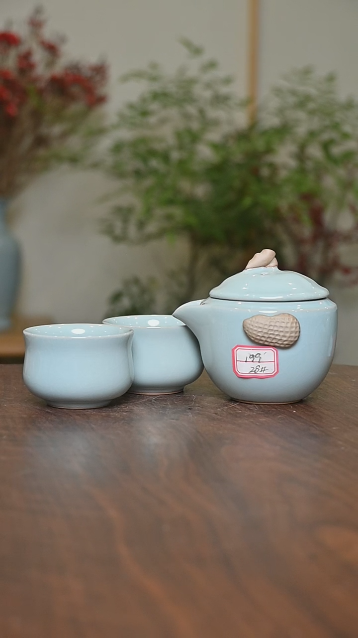 【闪购商品】其他28#微瑕天青釉无款好事发生一壶二杯