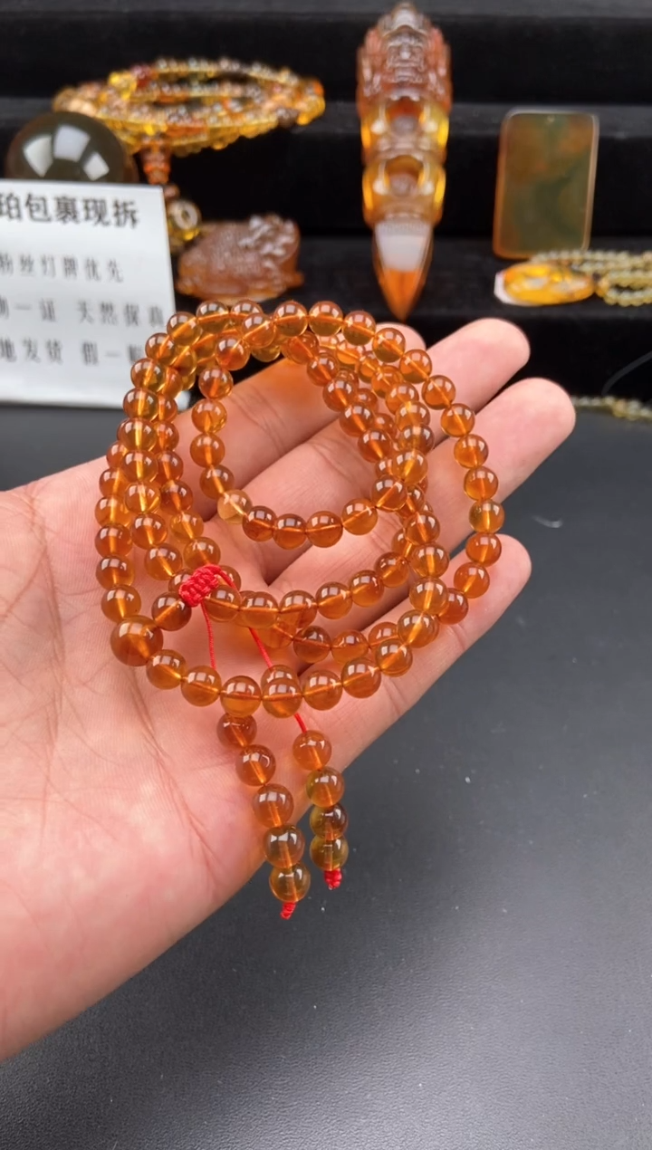 【闪购商品】琥珀手链未镶嵌灵草珀108项链