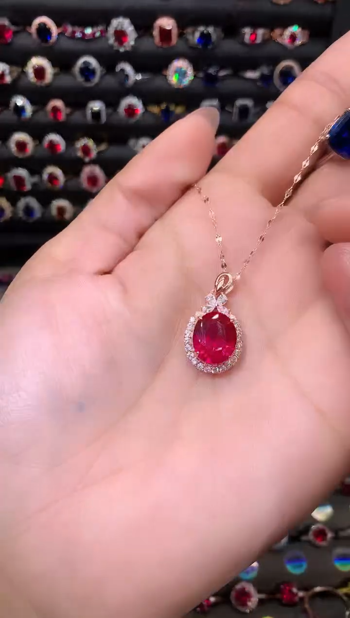 【闪购商品】红宝石吊坠(赠链)银S925镶嵌1