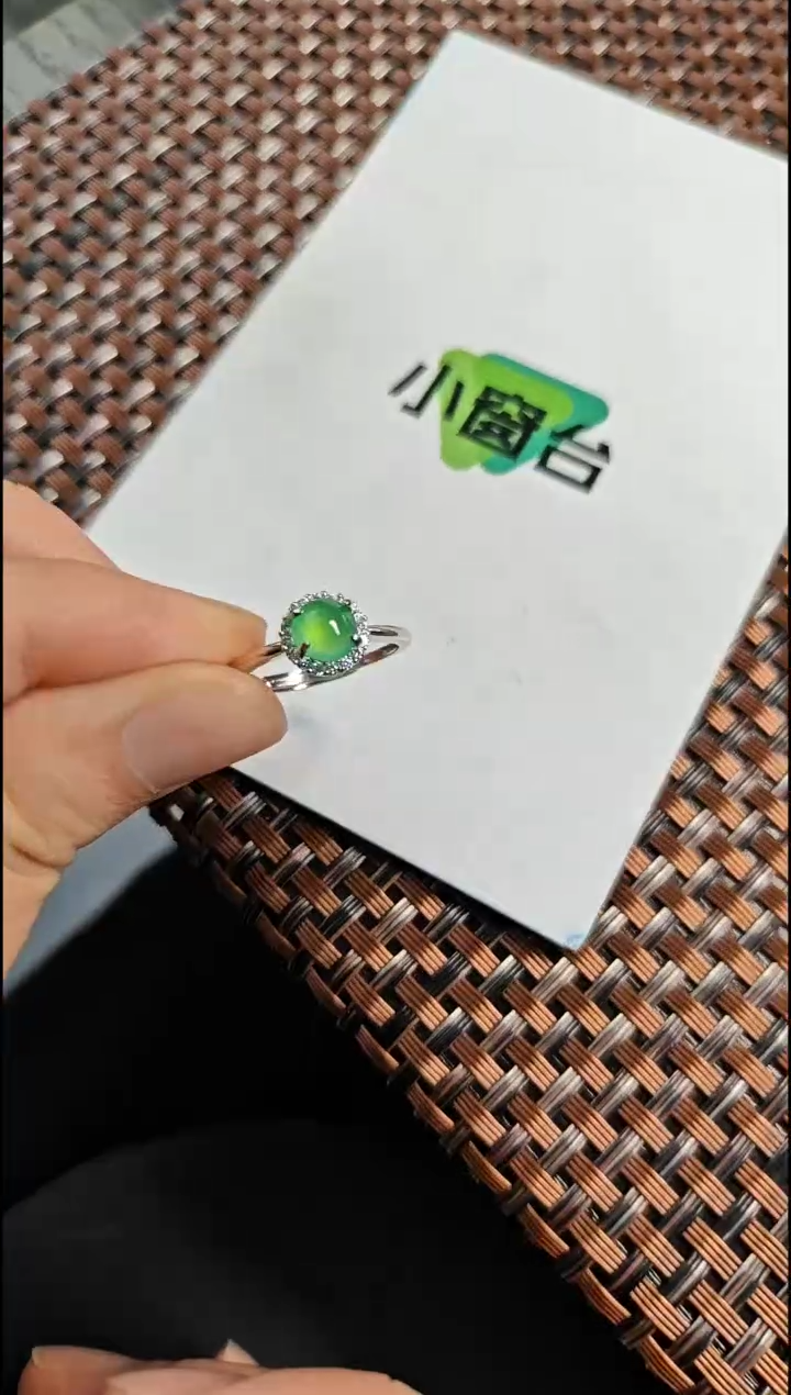 【闪购商品】翡翠戒指银S925镶嵌翡翠戒指S925银镶嵌